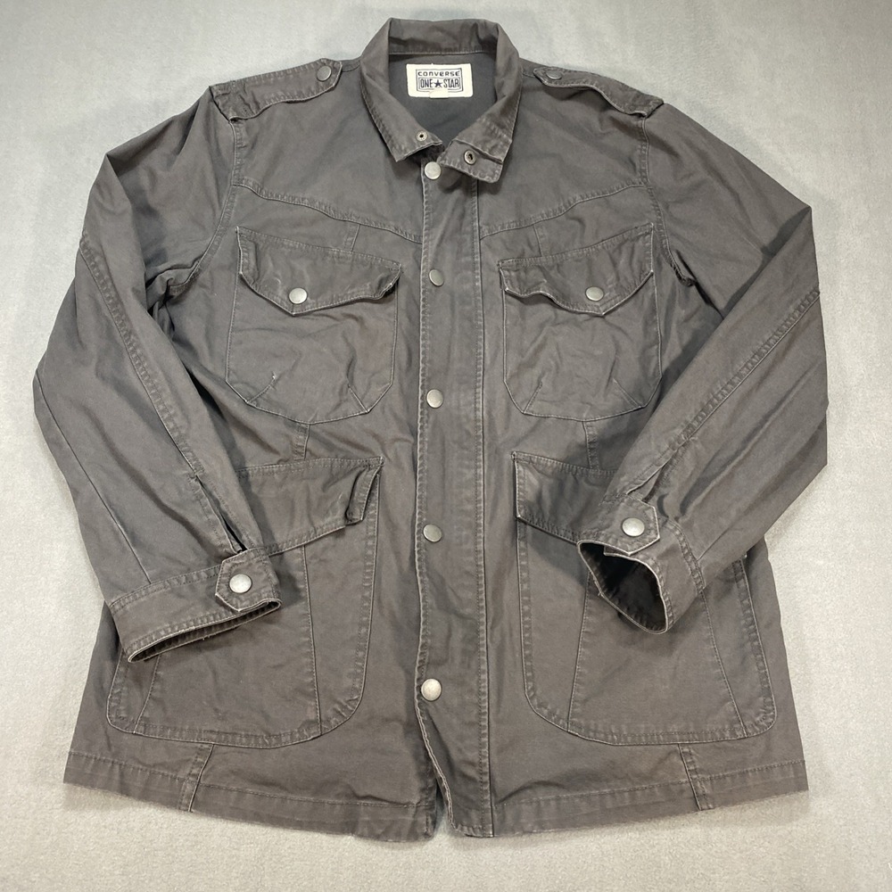 Converse One Star Mens Large Field Military Utility Jacket Dark Gray Skater